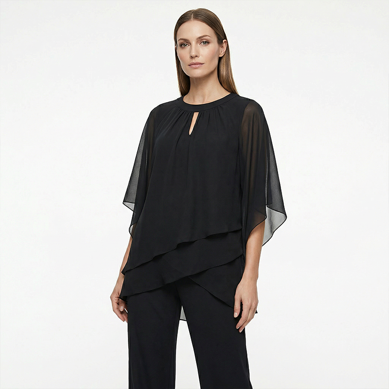 Mirelle | Ensemble Femme avec Tunique Asymétrique et Pantalon Large