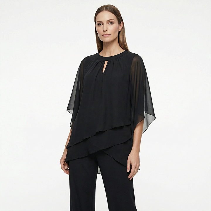 Mirelle | Ensemble Femme avec Tunique Asymétrique et Pantalon Large