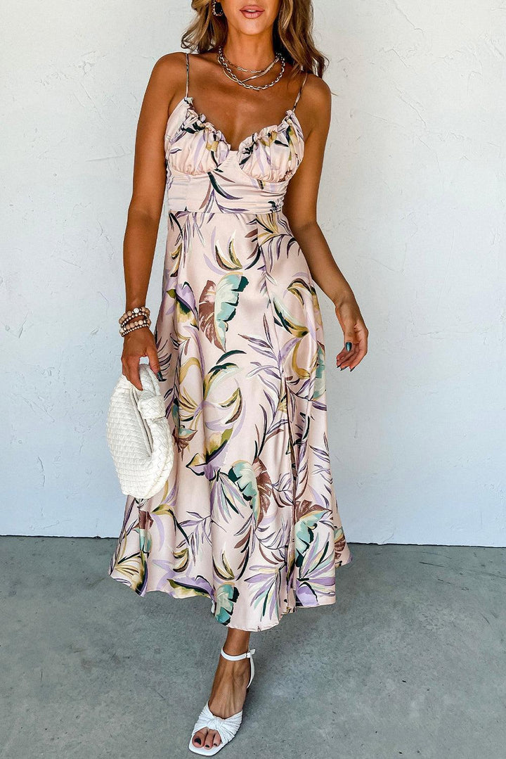 Robe fluide à motifs tropicaux été