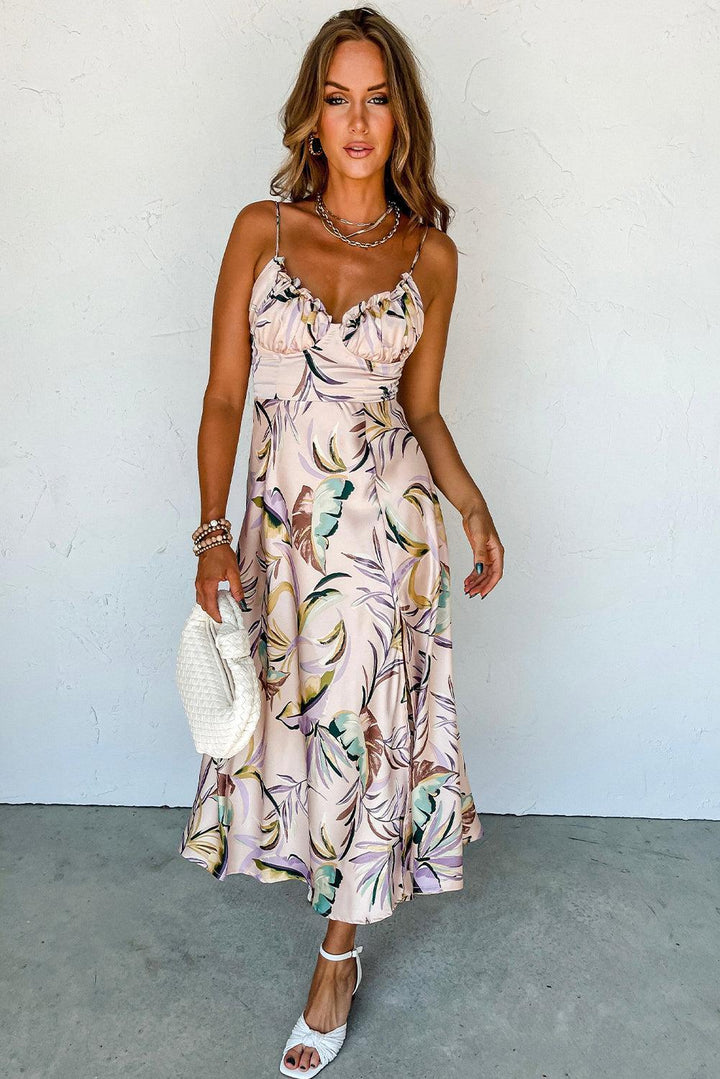 Robe fluide à motifs tropicaux été