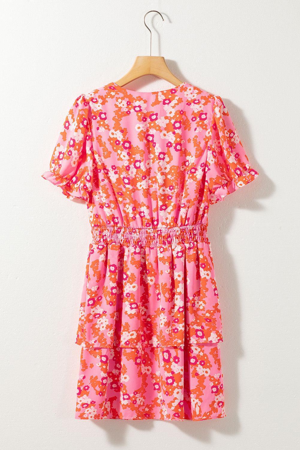 Robe fluide fleurs manches courtes