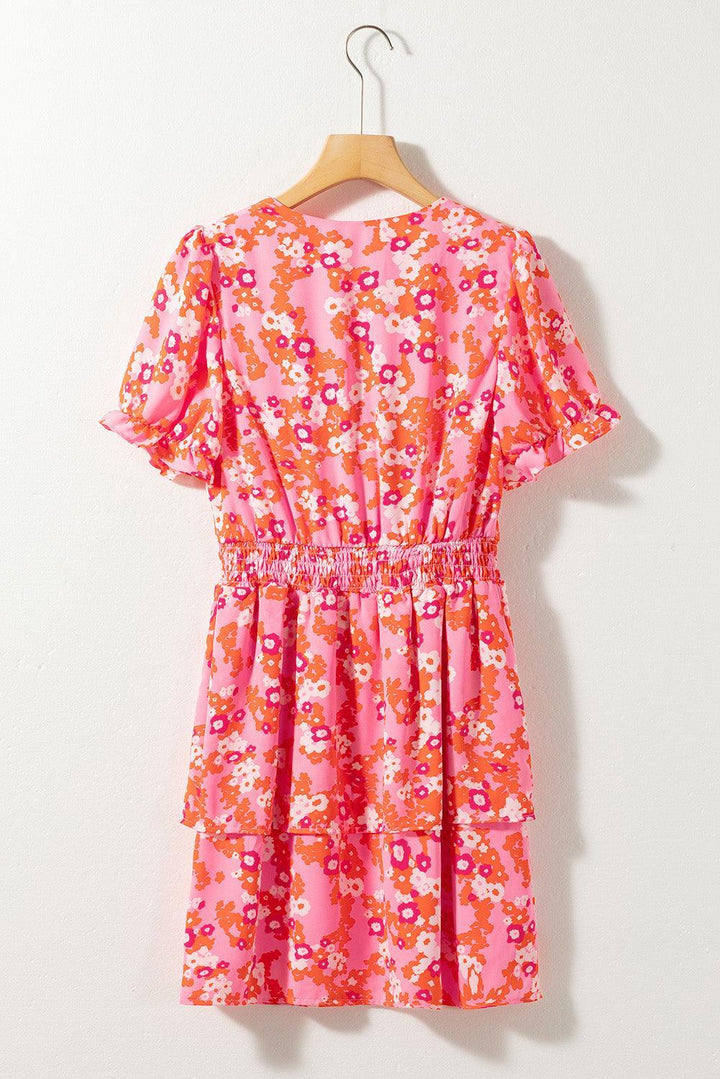 Robe fluide fleurs manches courtes