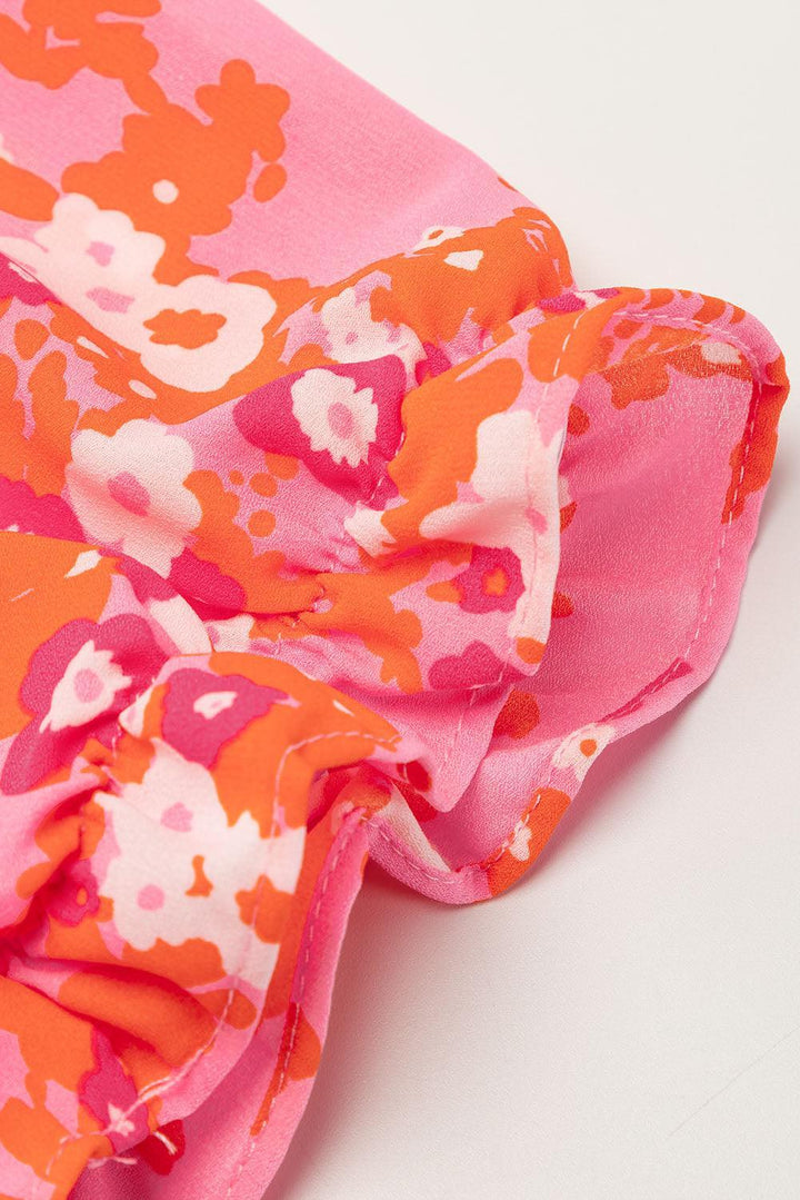 Robe fluide fleurs manches courtes