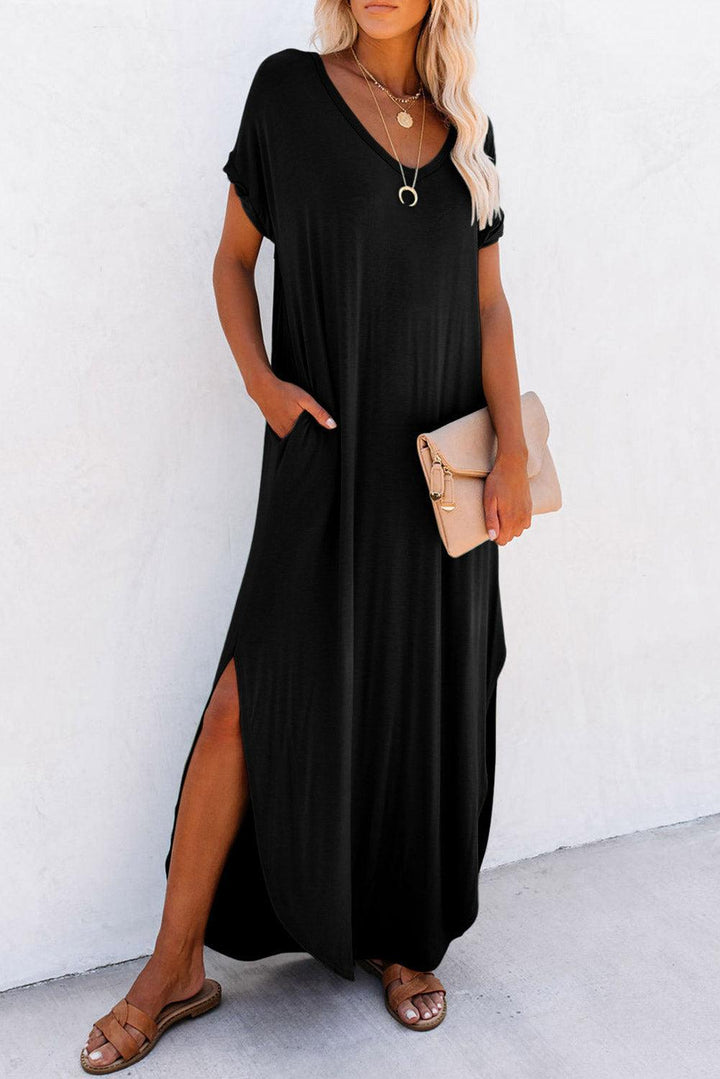 Robe longue fluide col V