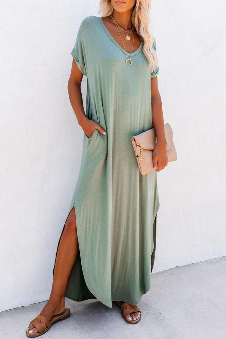 Robe fluide longue à col V