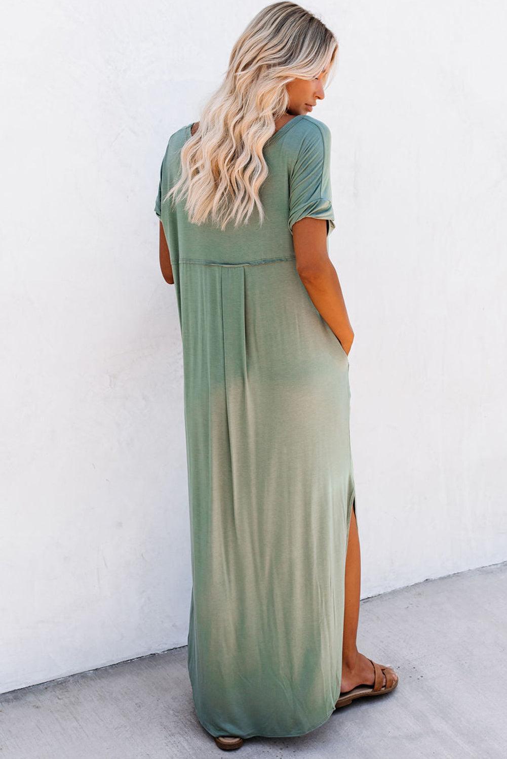 Robe fluide longue à col V