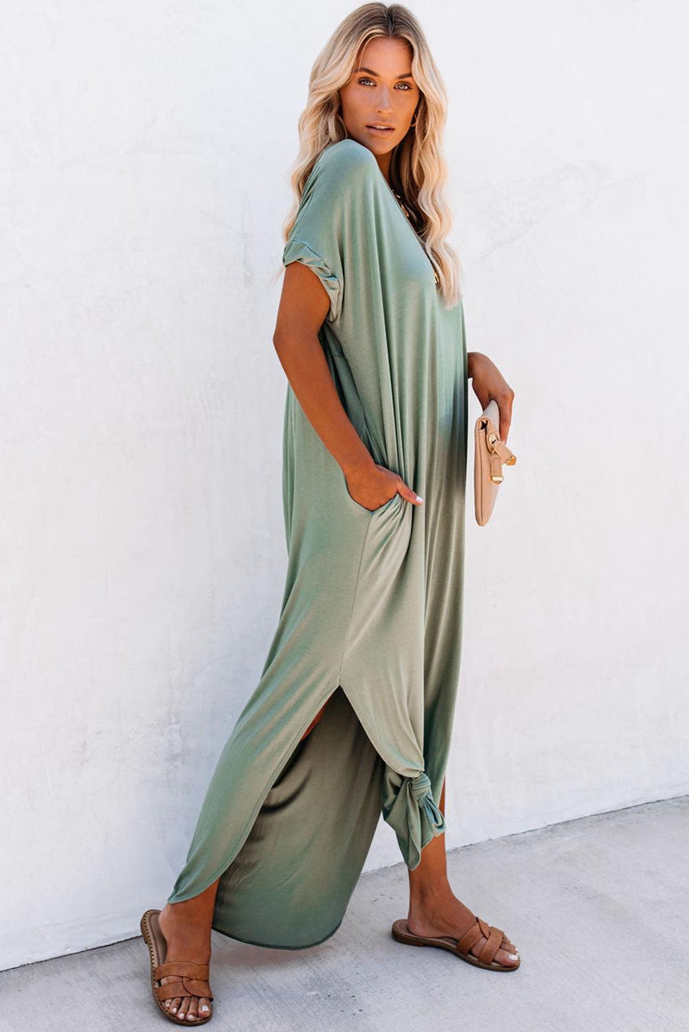 Robe fluide longue à col V
