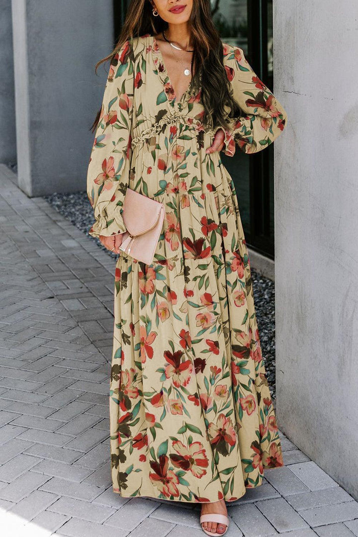 Robe longue fluide à fleurs boho