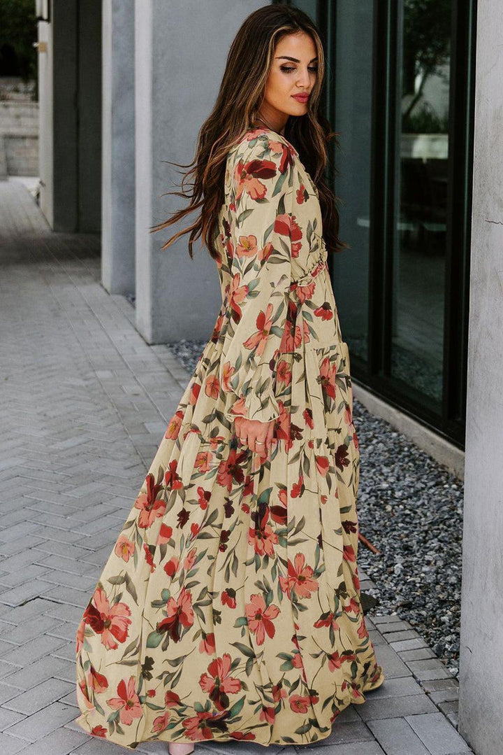 Robe longue fluide à fleurs boho