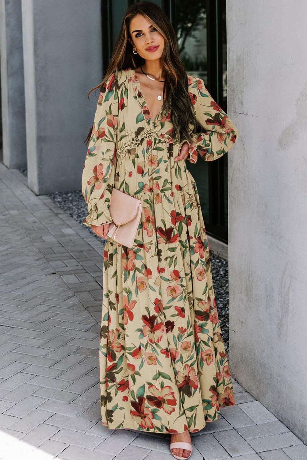 Robe longue fluide à fleurs boho