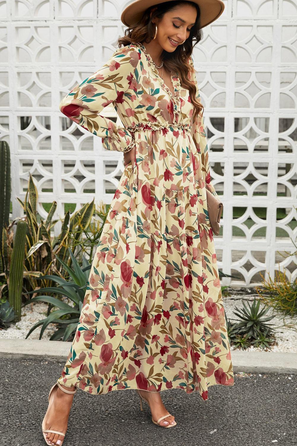 Robe longue fluide à fleurs boho