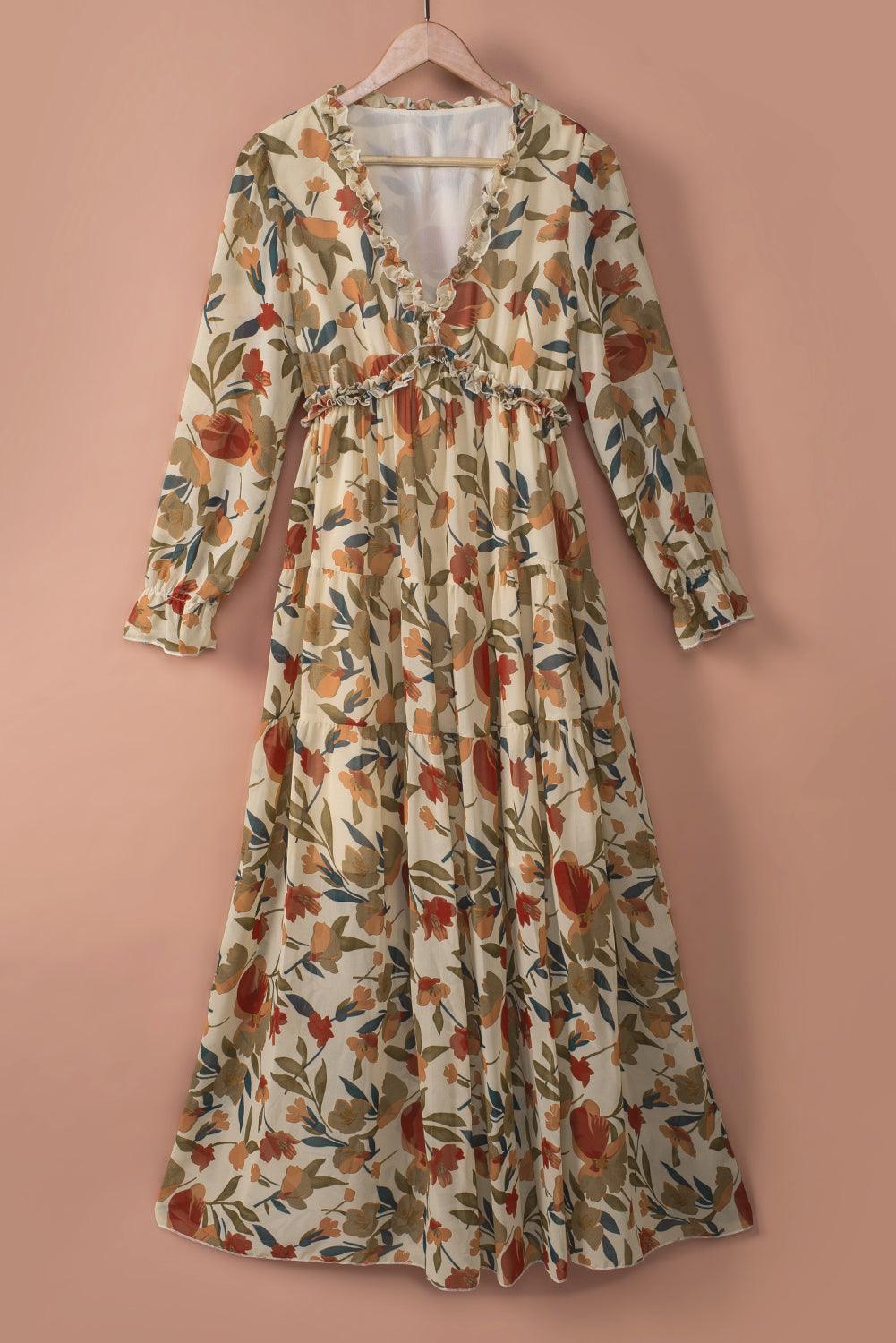 Robe longue fluide à fleurs boho