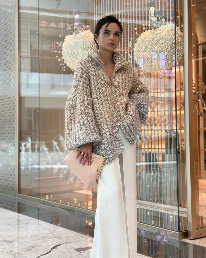Cardigan léger scintillant en maille soyeuse