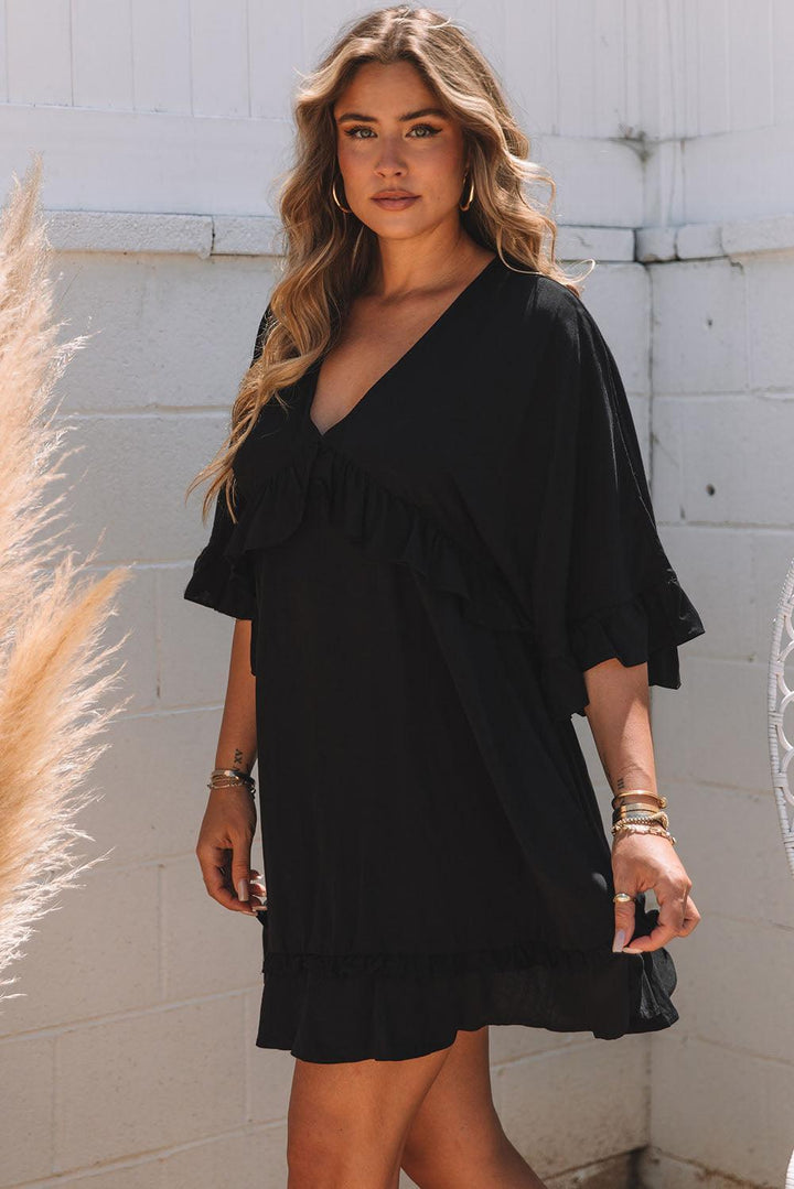 Robe babydoll courte à volants élégante